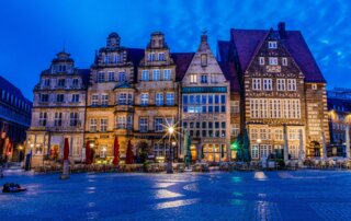 Bremen Marktplatz zur blauen Stunde